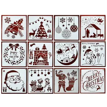 12шт Рождественских шаблонов для рисования домашних ЖИВОТНЫХ, Сменный Трафарет 
