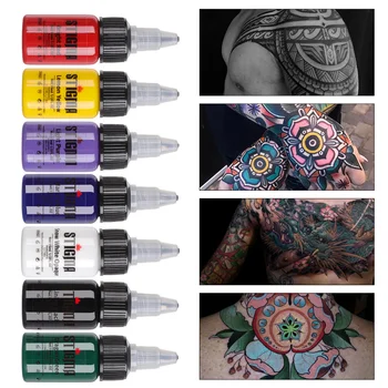 15 мл Amazon Professional Tattooing Colorant Набор из 7 цветов Цветная краска для татуировки Креативные чернила для рисования татуировок своими РУКАМИ Материал для рисования татуировок