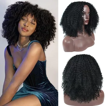 Афро кудрявые короткие черные вьющиеся женские синтетические парики для костюмированной вечеринки