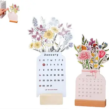 Декор офисного стола Цветущие цветы Настольный календарь Настольный календарь в форме вазы Календари обратного отсчета Новогодний подарок Настольный Перекидной календарь
