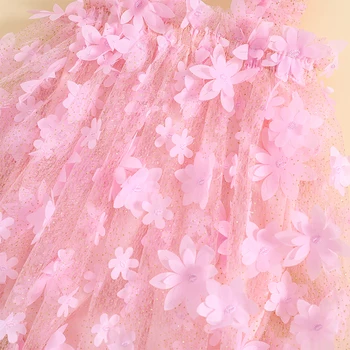 Летний Комбинезон для Маленькой Девочки, Милый Комбинезон без рукавов с градиентом, 3D Боди с цветами и бабочками, Платье из тюля для Новорожденных