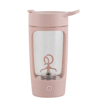 Миксер для взбивания протеинового порошка, шейкер, Электрическая портативная бутылка для бесплатного кофе с USB-аккумулятором емкостью 1200 мАч, розовый