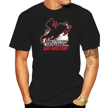 Мужская красная футболка Snowmobile Faster с коротким рукавом на заказ, S-XXXL, приталенная, свободного кроя, весенне-осенняя нарядная рубашка