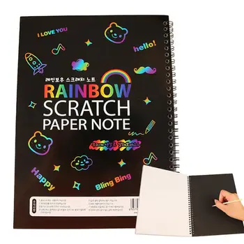 Набор для рисования из скретч-бумаги 10 листов черной скретч-бумаги Rainbow Art Paper, Цветная книга для рисования ручной работы для детей
