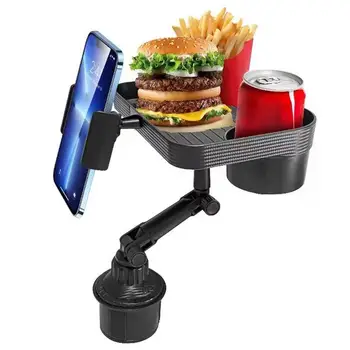 Подстаканник для мобильного телефона 2 В 1, съемный подстаканник, лоток для автомобиля, вращающийся на 360 градусов, Автомобильный столик для еды, лоток с твердым основанием &