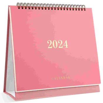 Январь 2024-июнь Настольный календарь Блоки заметок Планировщик Ежемесячный календарь Настольный календарь из плотной бумаги (розовый)